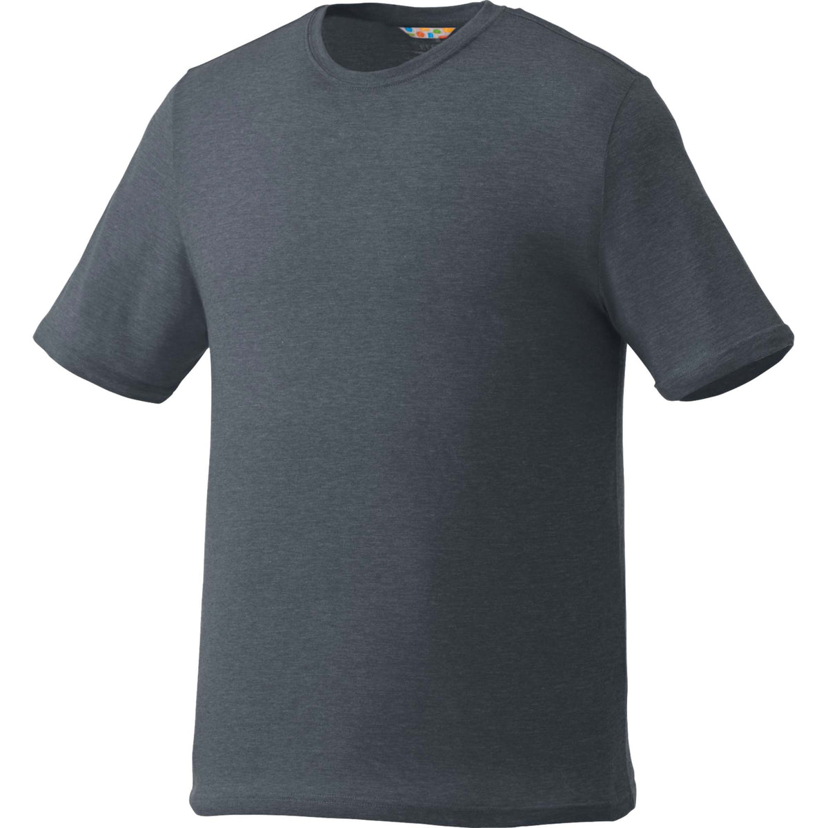 Sarek Crew Neck Tee with Chainstitch Detail for Men Sublimation - Navy Heather - Front Flat