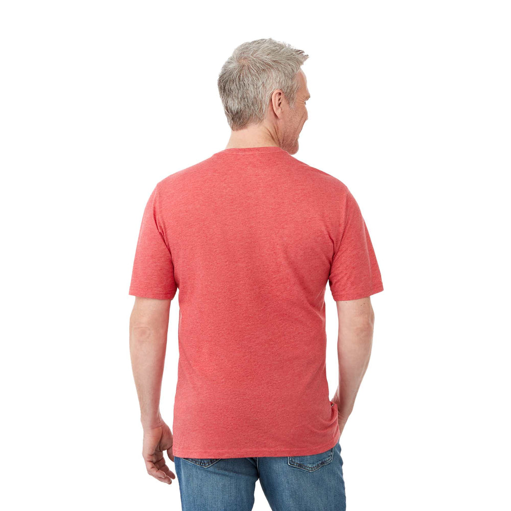 Sarek Crew Neck Tee with Chainstitch Detail for Men Sublimation - Team Red Heather - Back On Model