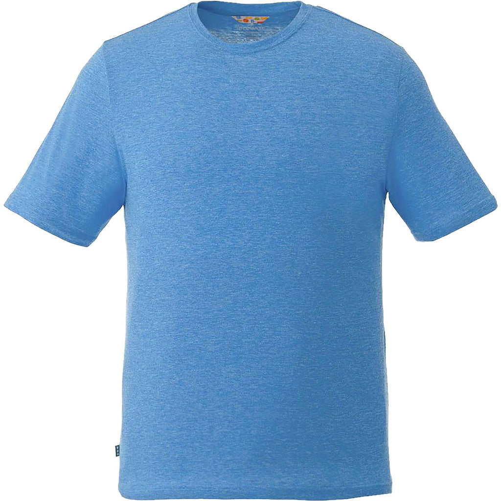 Sarek Crew Neck Tee with Chainstitch Detail for Men Transfer - Olympic Blue Heather - Front