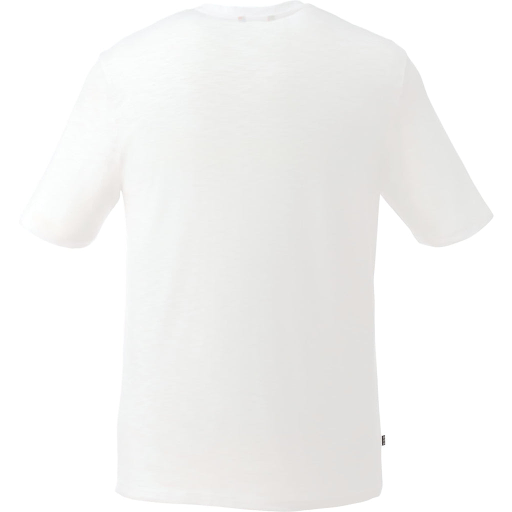Sarek Crew Neck Tee with Chainstitch Detail for Men Transfer - White Solid - Back Flat