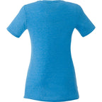 Sarek Crew Neck Tee with Chainstitch Detail for Women Embroidery - Olympic Blue Heather - Back Flat