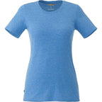 Sarek Crew Neck Tee with Chainstitch Detail for Women Embroidery - Olympic Blue Heather - Front