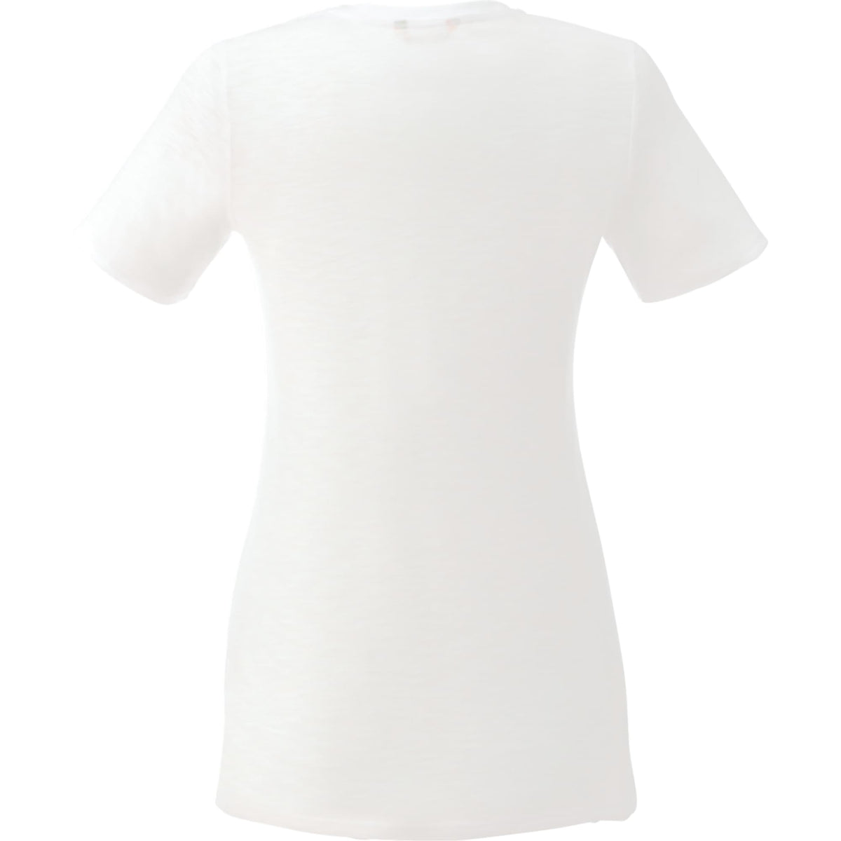 Sarek Crew Neck Tee with Chainstitch Detail for Women Embroidery - White Solid - Front Flat