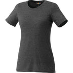 Sarek Crew Neck Tee with Chainstitch Detail for Women Sublimation - Heather Dark Charcoal - Front Flat