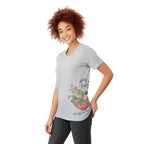 Sarek Crew Neck Tee with Chainstitch Detail for Women Sublimation - Heather Grey - On Model