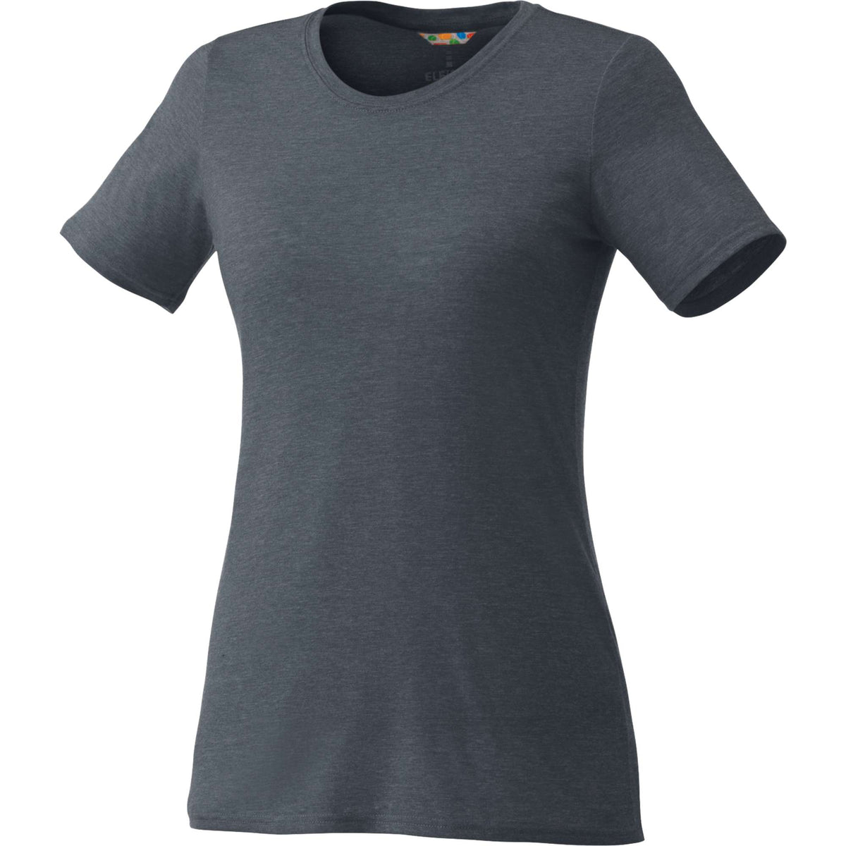 Sarek Crew Neck Tee with Chainstitch Detail for Women Sublimation - Navy Heather - Front Flat