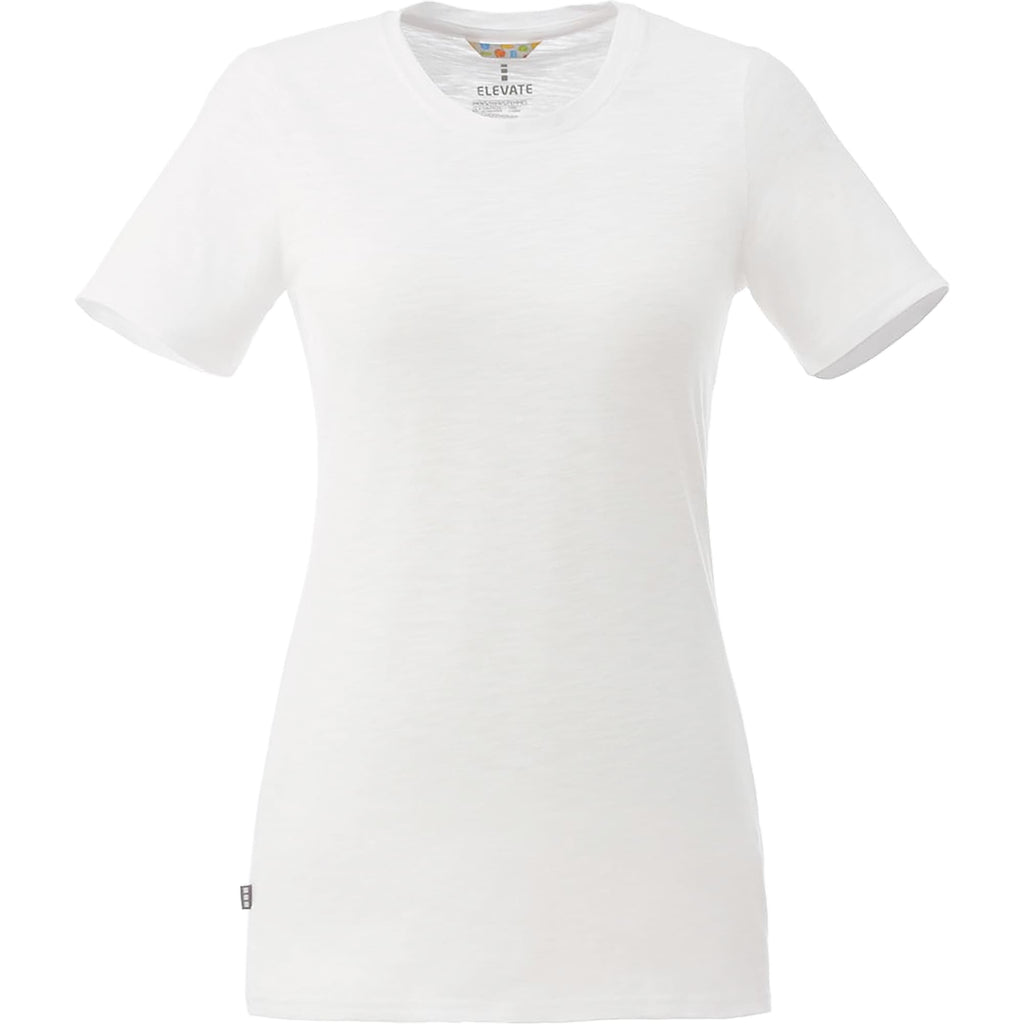 Sarek Crew Neck Tee with Chainstitch Detail for Women Sublimation - White Solid - Front