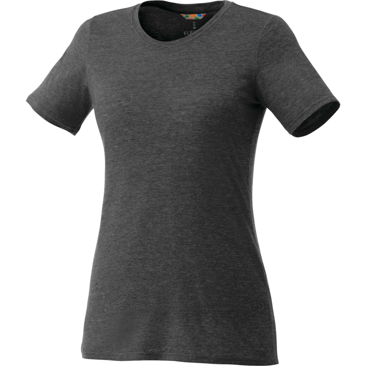 Sarek Crew Neck Tee with Chainstitch Detail for Women Transfer - Heather Dark Charcoal - Front Flat