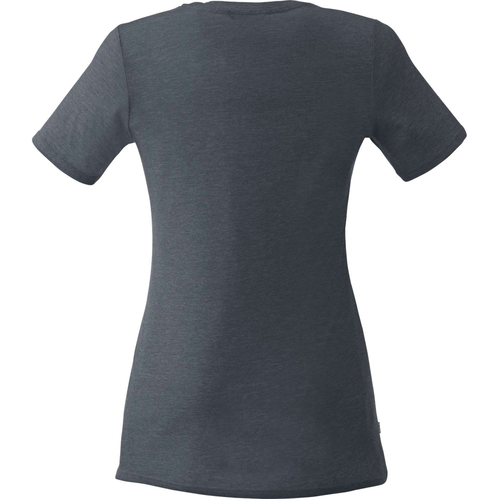 Sarek Crew Neck Tee with Chainstitch Detail for Women Transfer - Navy Heather - Back Flat