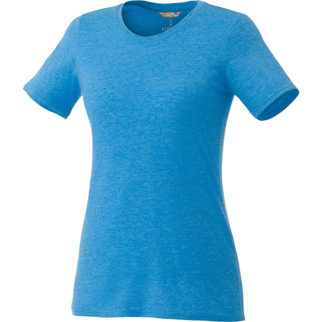 Sarek Crew Neck Tee with Chainstitch Detail for Women Transfer - Olympic Blue Heather - Front Flat