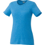 Sarek Crew Neck Tee with Chainstitch Detail for Women Transfer - Olympic Blue Heather - Front Flat