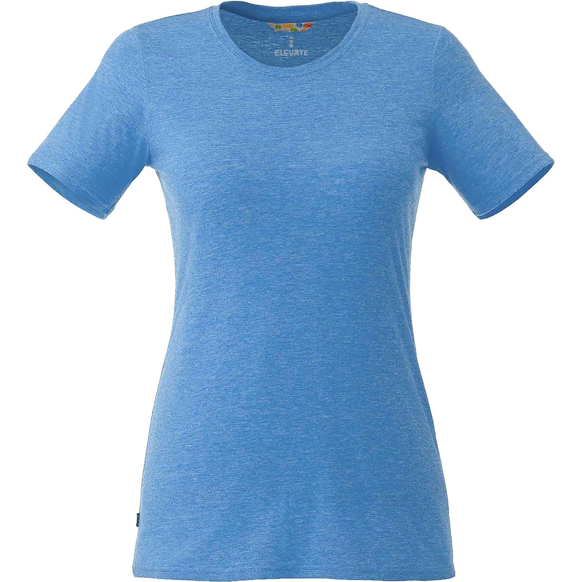 Sarek Crew Neck Tee with Chainstitch Detail for Women Transfer - Olympic Blue Heather - Front