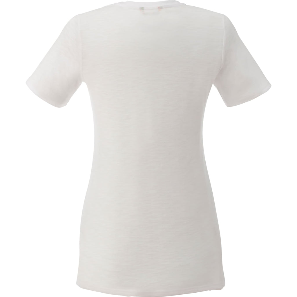 Sarek Crew Neck Tee with Chainstitch Detail for Women Transfer - White Solid - Back Flat