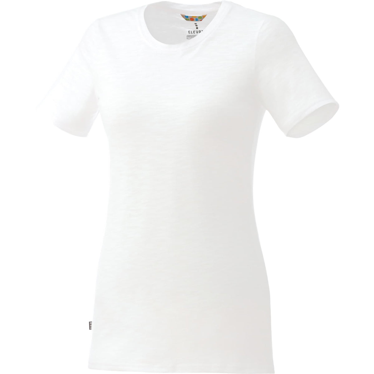 Sarek Crew Neck Tee with Chainstitch Detail for Women Transfer - White Solid - Front Flat 2
