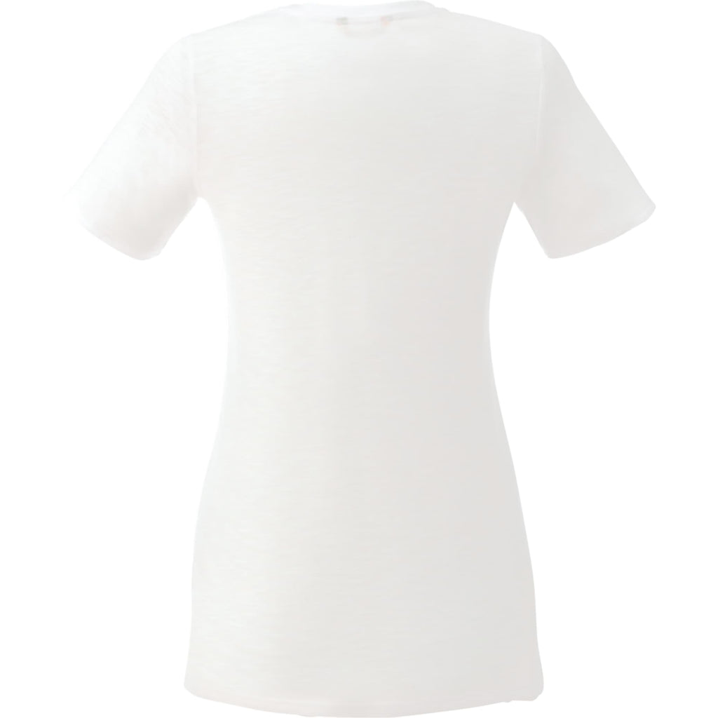 Sarek Crew Neck Tee with Chainstitch Detail for Women Transfer - White Solid - Front Flat