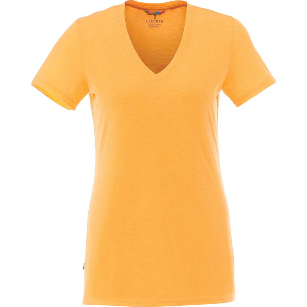 Sarek V-Neck Tee with Chainstitch Detail for Women Transfer - Amber Heather - Back Flat