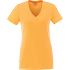 Sarek V-Neck Tee with Chainstitch Detail for Women Transfer - Amber Heather - Back Flat