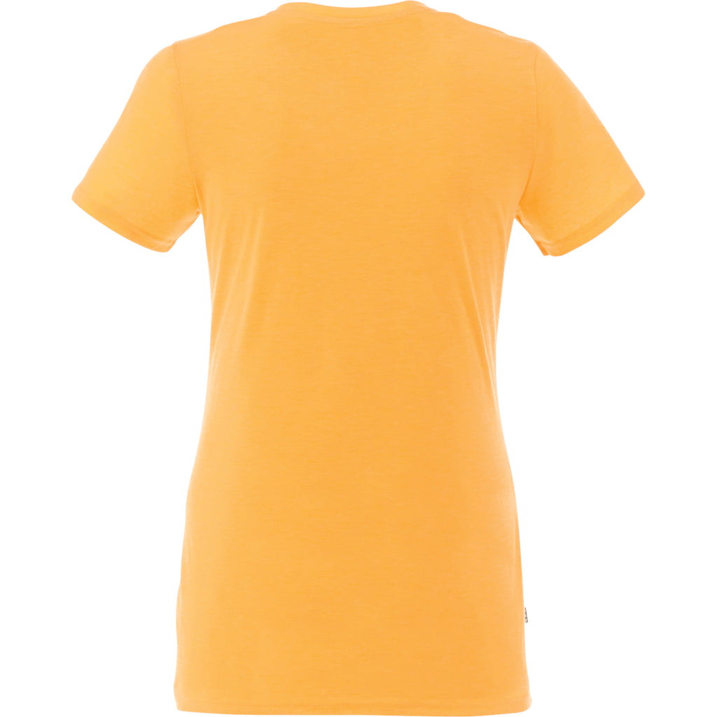 Sarek V-Neck Tee with Chainstitch Detail for Women Transfer - Amber Heather - Front Flat