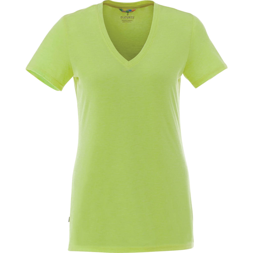 Sarek V-Neck Tee with Chainstitch Detail for Women Transfer - Apple Heather - Back Flat
