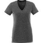 Sarek V-Neck Tee with Chainstitch Detail for Women Transfer - Heather Dark Charcoal - Back Flat 2