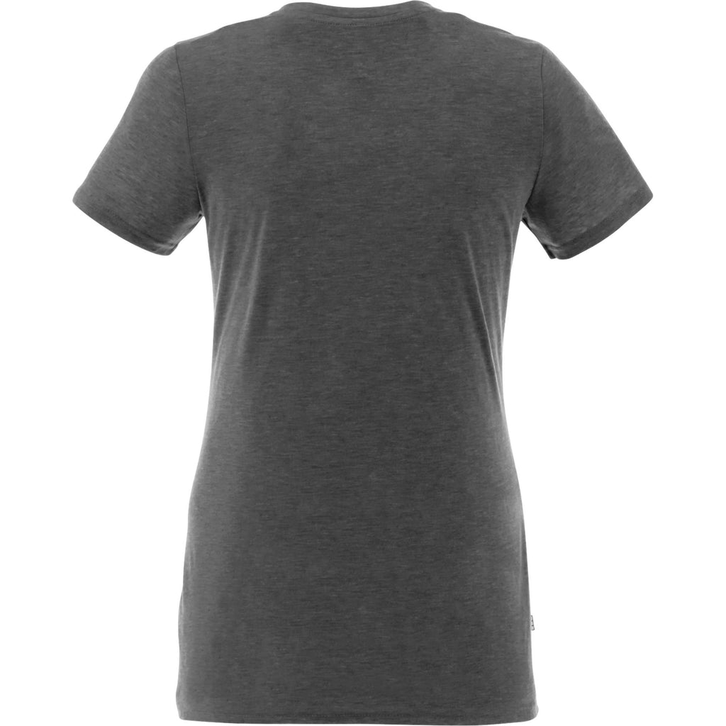 Sarek V-Neck Tee with Chainstitch Detail for Women Transfer - Heather Dark Charcoal - Back Flat