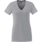 Sarek V-Neck Tee with Chainstitch Detail for Women Transfer - Heather Grey - Back Flat 2