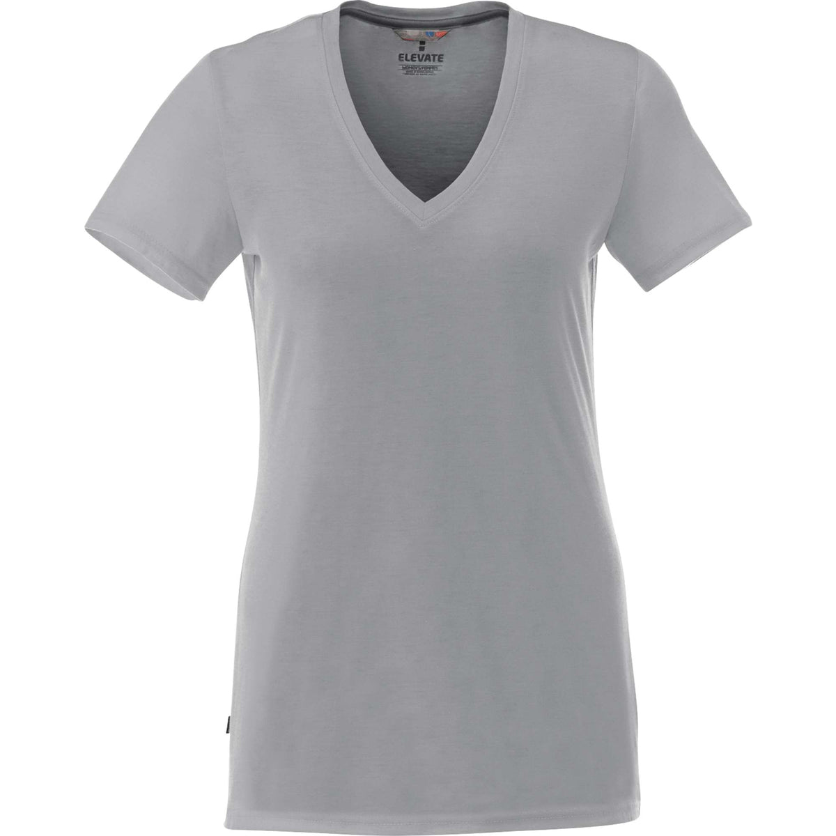 Sarek V-Neck Tee with Chainstitch Detail for Women Transfer - Heather Grey - Back Flat 2