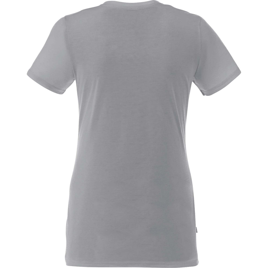 Sarek V-Neck Tee with Chainstitch Detail for Women Transfer - Heather Grey - Back Flat