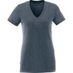 Sarek V-Neck Tee with Chainstitch Detail for Women Transfer - Navy Heather - Back Flat 2