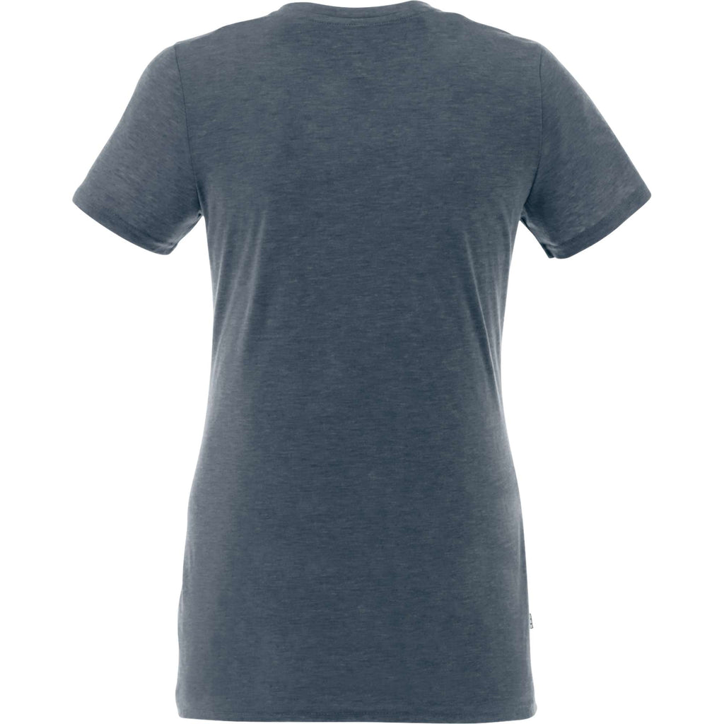 Sarek V-Neck Tee with Chainstitch Detail for Women Transfer - Navy Heather - Back Flat