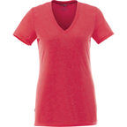 Sarek V-Neck Tee with Chainstitch Detail for Women Transfer - Team Red Heather - Back Flat 2