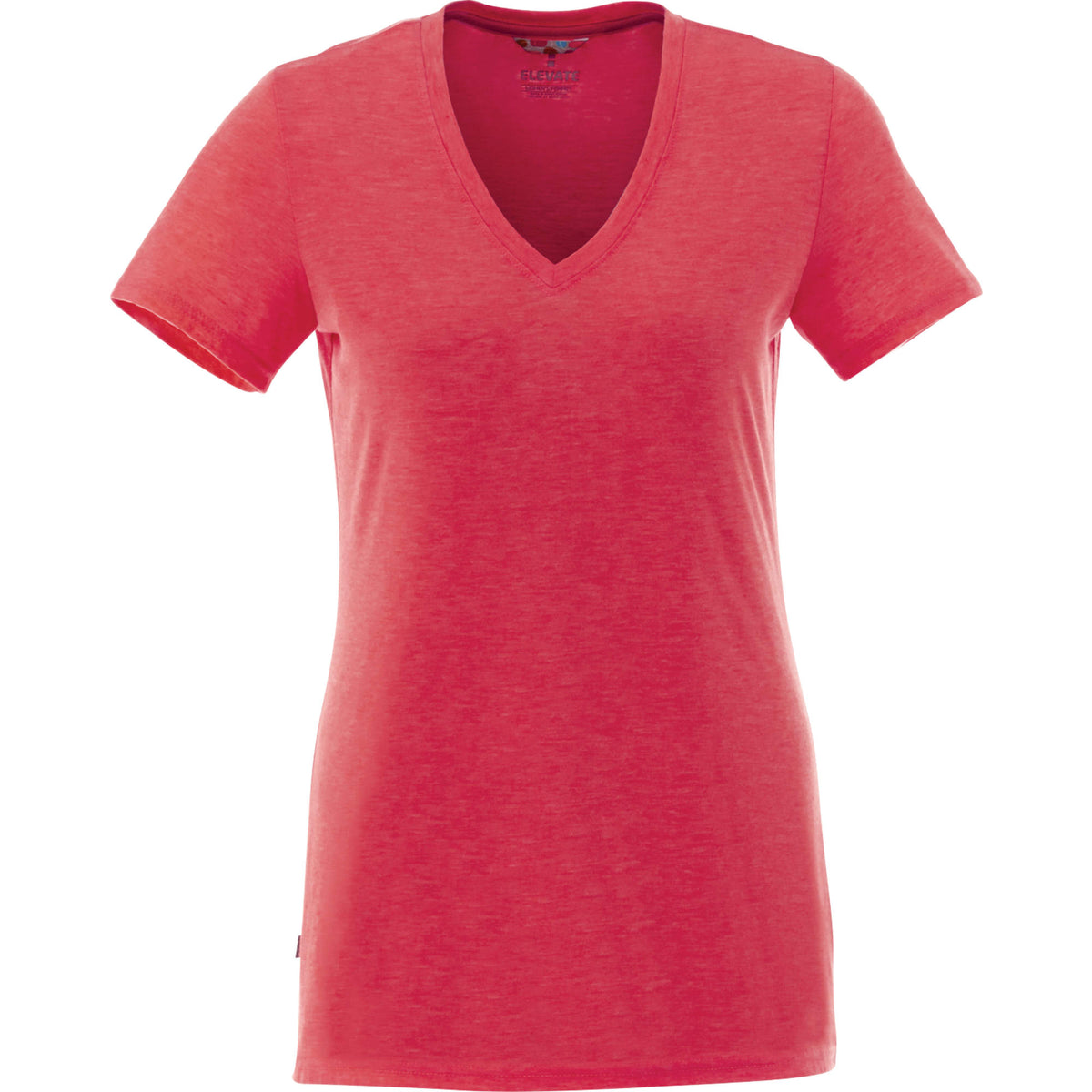Sarek V-Neck Tee with Chainstitch Detail for Women Transfer - Team Red Heather - Back Flat 2
