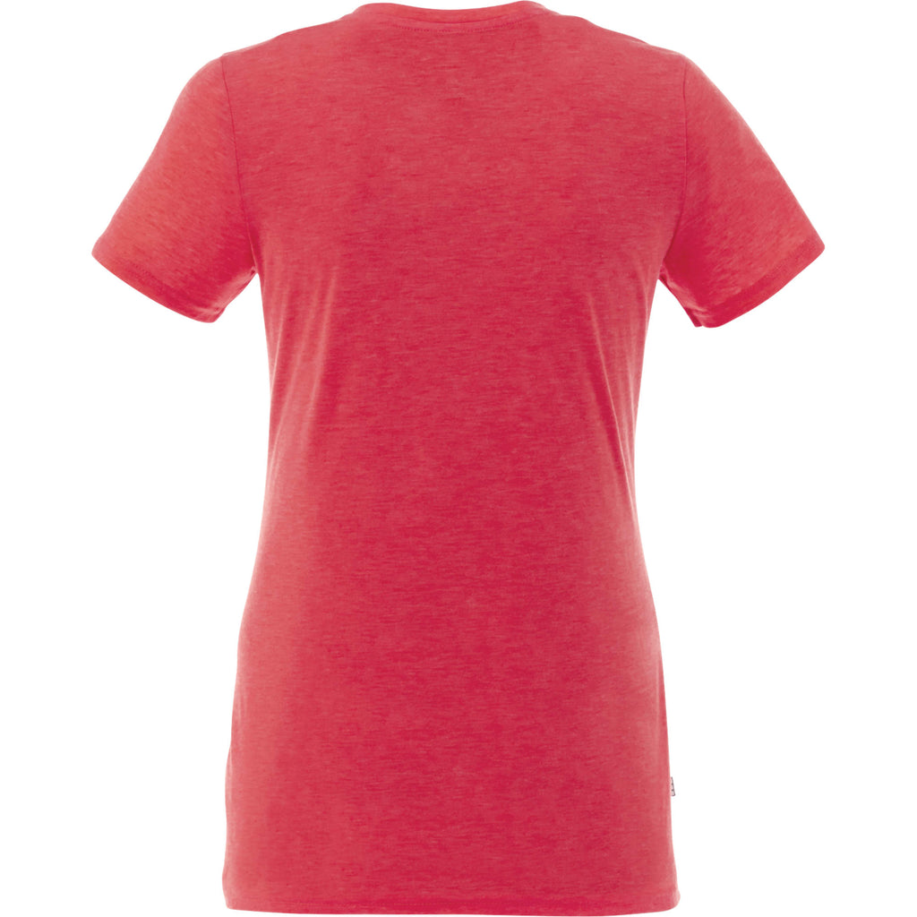 Sarek V-Neck Tee with Chainstitch Detail for Women Transfer - Team Red Heather - Back Flat