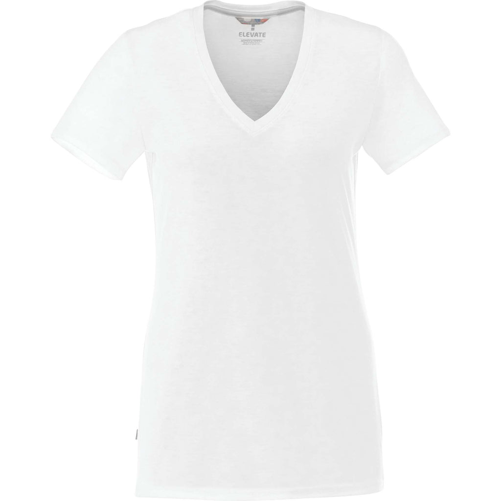 Sarek V-Neck Tee with Chainstitch Detail for Women Transfer - White - Front Flat