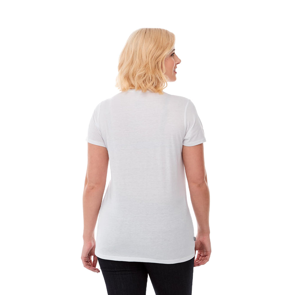 Sarek V-Neck Tee with Chainstitch Detail for Women Transfer - White Solid - Back On Model