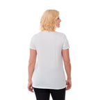 Sarek V-Neck Tee with Chainstitch Detail for Women Transfer - White Solid - Back On Model