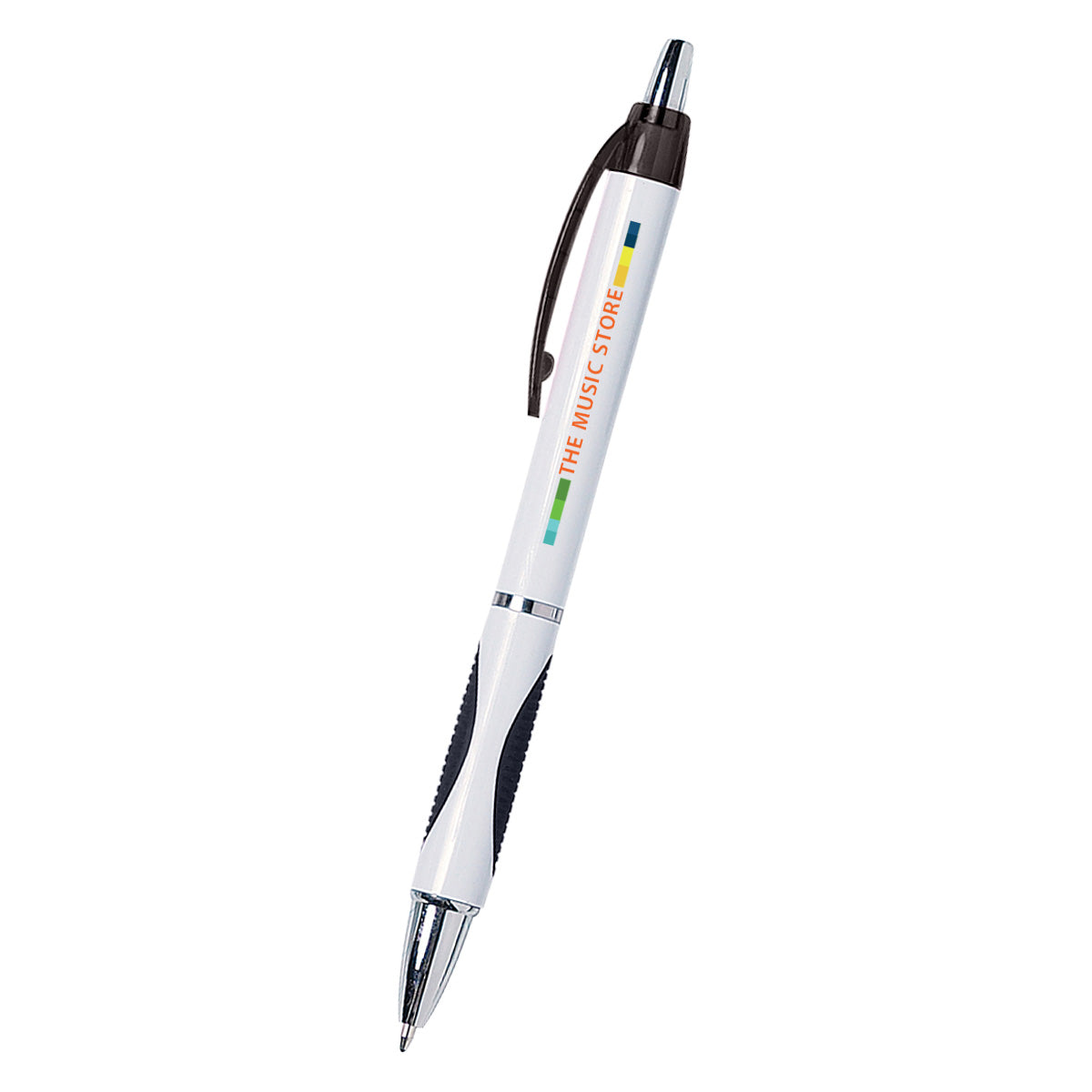 Sassy Pen with Your Logo - White with Black - Full Color