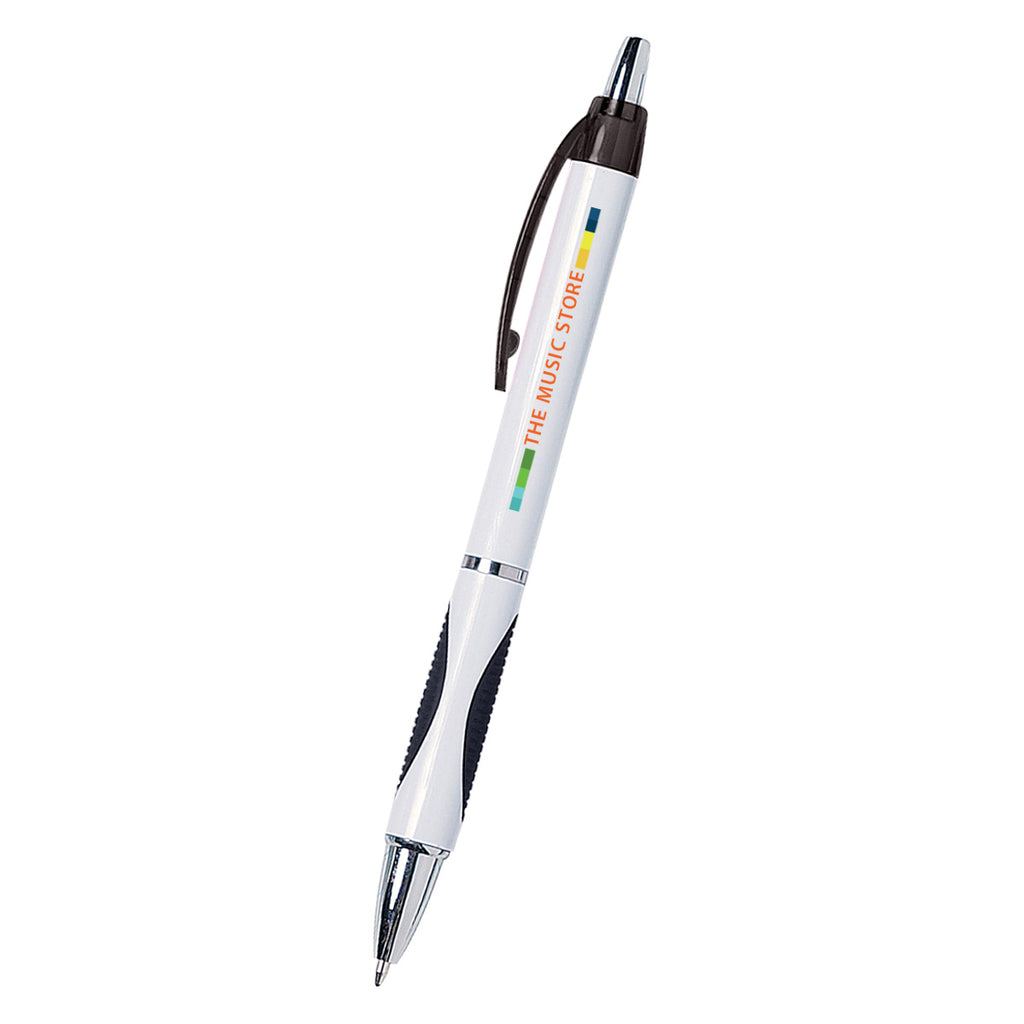 Sassy Pen with Your Logo - White with Black - Full Color