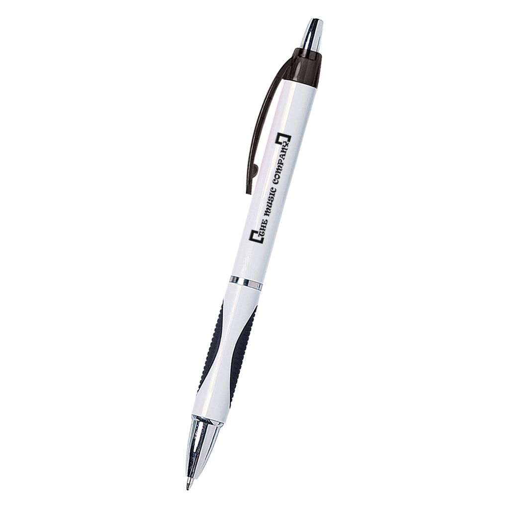 Sassy Pen with Your Logo - White with Black - Silk Screen