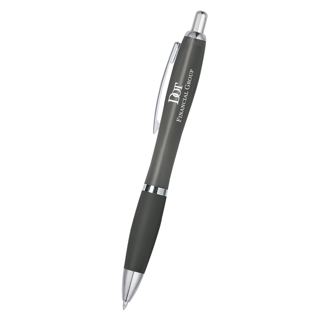 Satin Pen, Custom Printed - Charcoal - Silk Screen