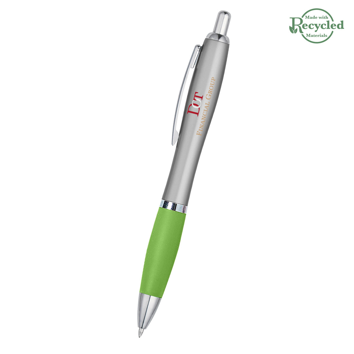 Satin Pen, Custom Printed Full Color - Lime Green - Full Color