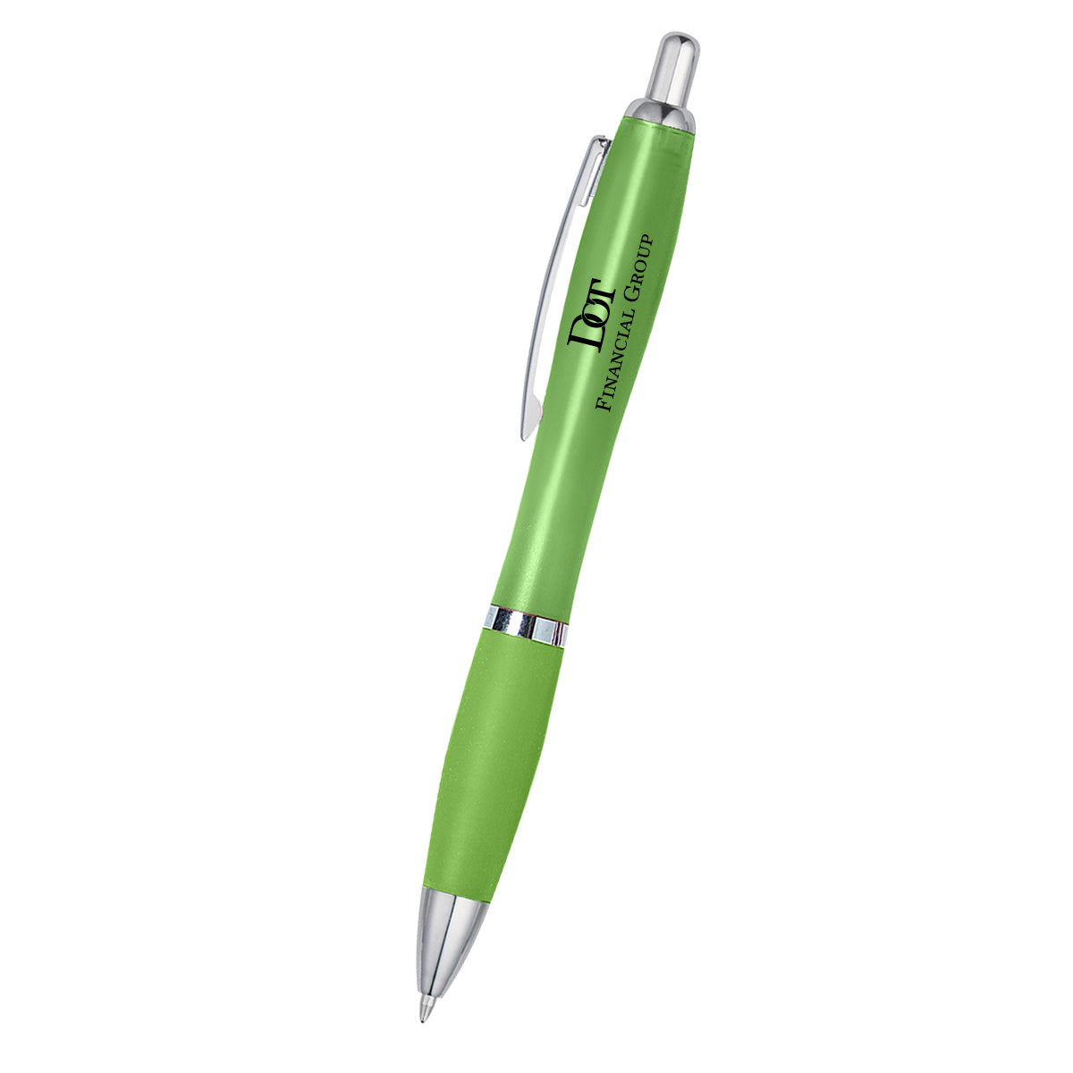 Satin Pen, Custom Printed Full Color - Lime Green - Silk Screen