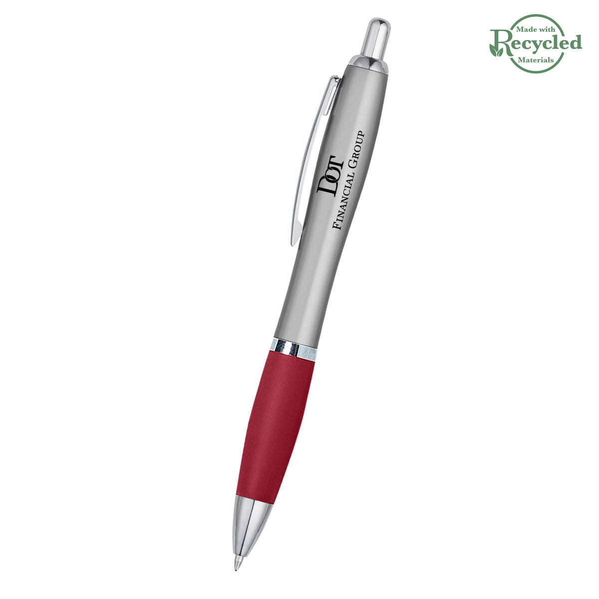 Satin Pen, Custom Printed Full Color - Red - Silk Screen