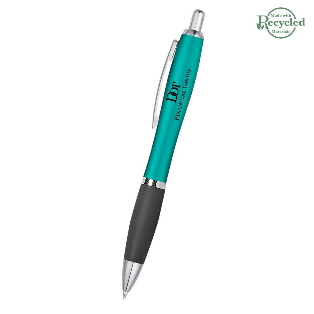 Satin Pen, Custom Printed Full Color - Teal - Silk Screen