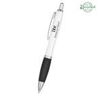 Satin Pen, Custom Printed Full Color - White with Black - Silk Screen