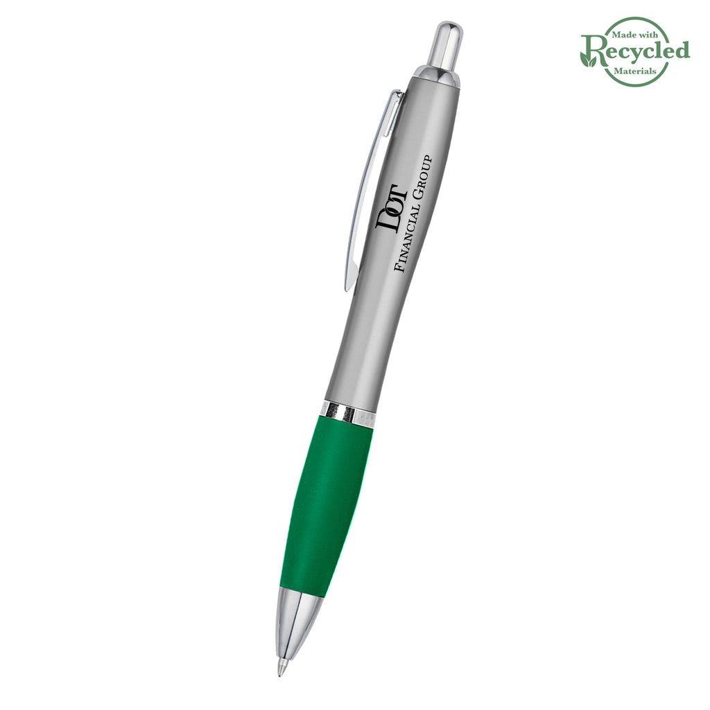 Satin Pen, Custom Printed - Green - Silk Screen