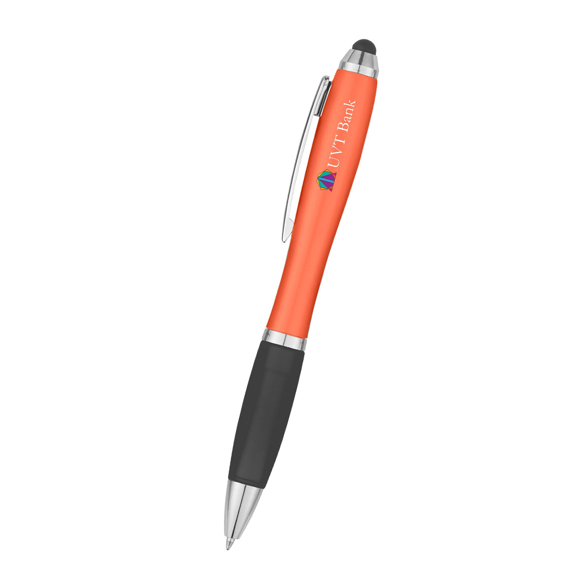 Satin Pen with Stylus Tip - Black - Full Color