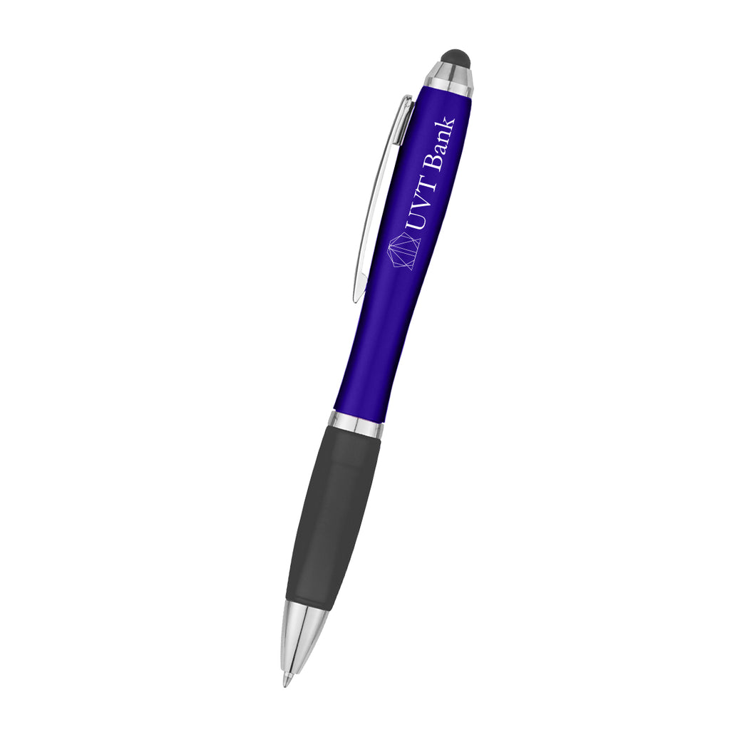 Satin Pen with Stylus Tip - Black - Silk Screen
