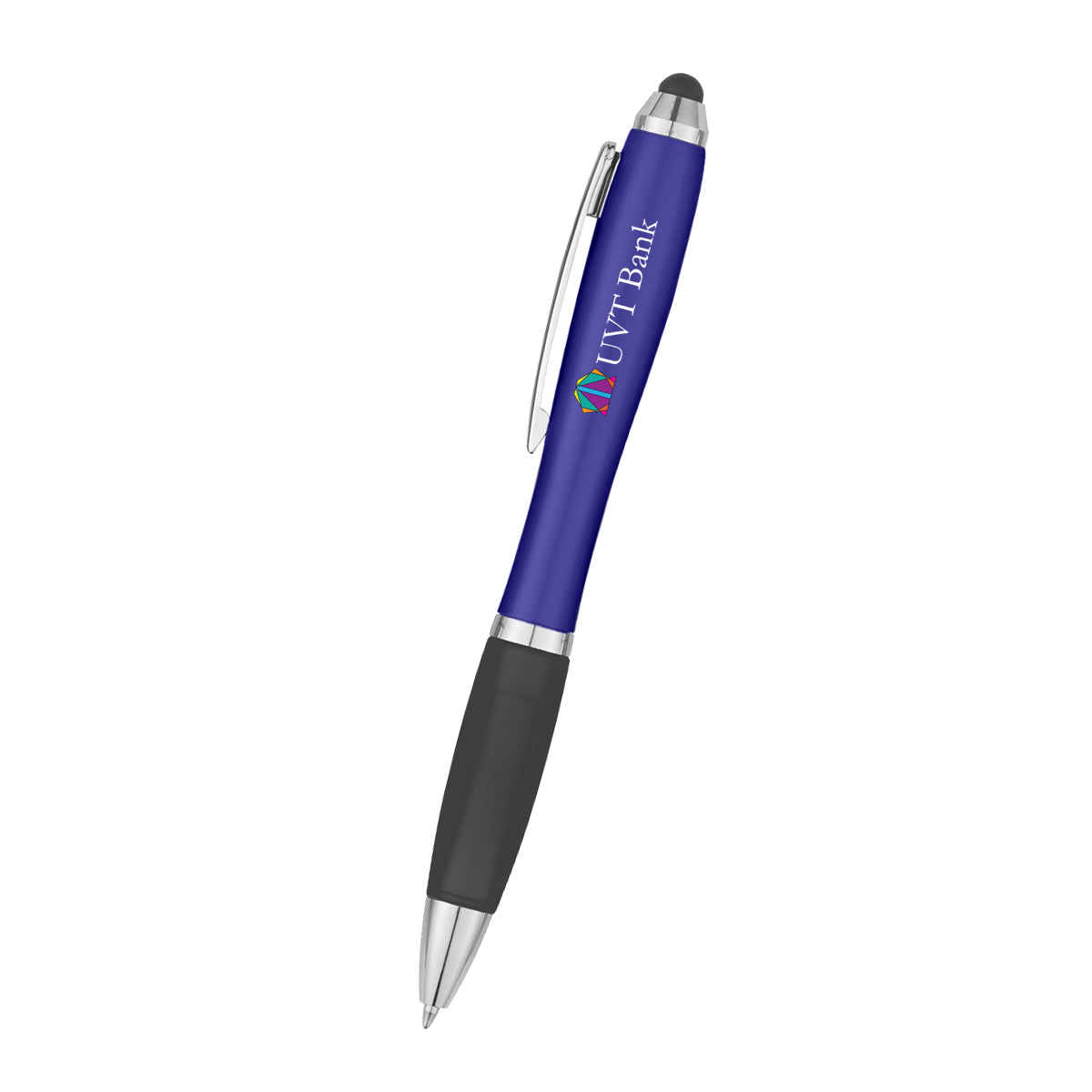 Satin Pen with Stylus Tip - Blue - Full Color