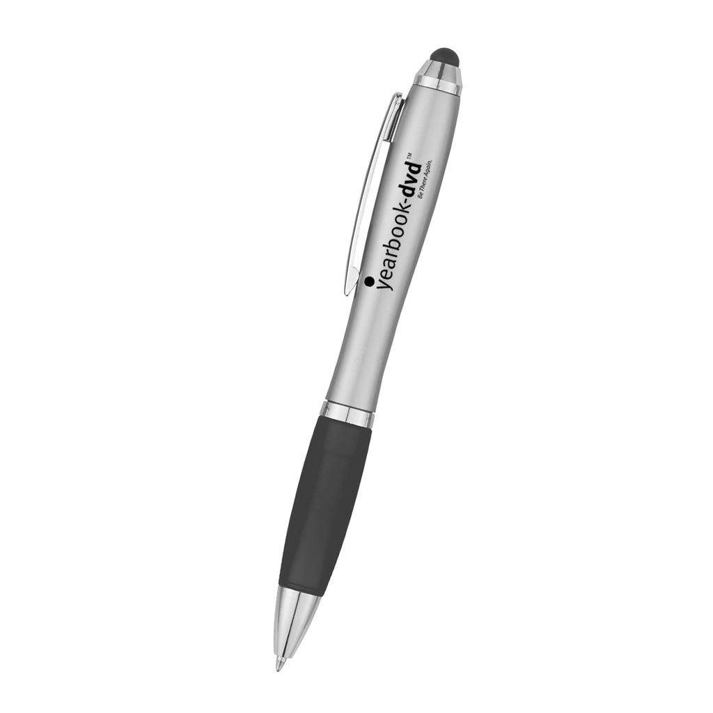 Satin Pen with Stylus Tip Full Color - Charcoal - Silk Screen